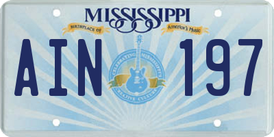 MS license plate AIN197
