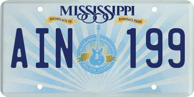 MS license plate AIN199