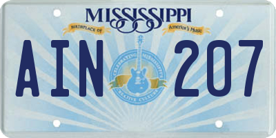 MS license plate AIN207