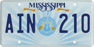 MS license plate AIN210