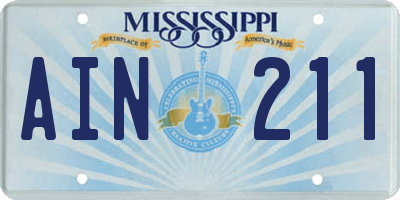 MS license plate AIN211