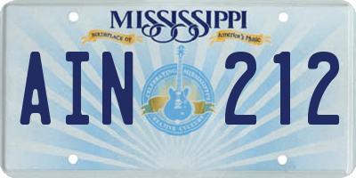 MS license plate AIN212