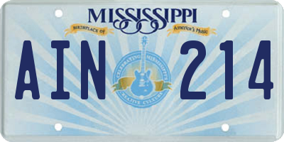 MS license plate AIN214