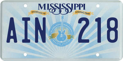 MS license plate AIN218