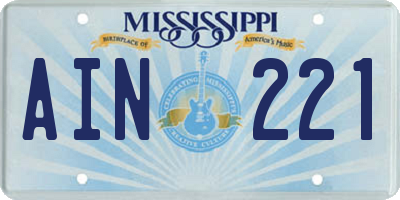 MS license plate AIN221