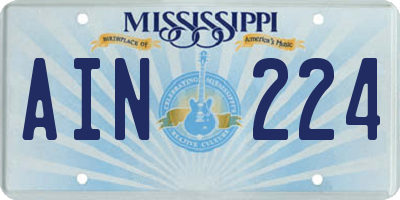 MS license plate AIN224