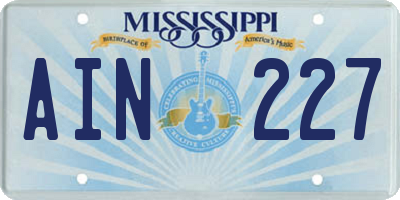 MS license plate AIN227
