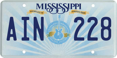 MS license plate AIN228