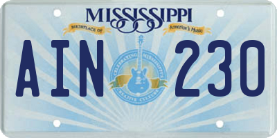 MS license plate AIN230
