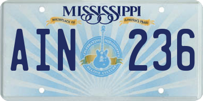 MS license plate AIN236