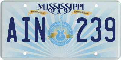 MS license plate AIN239