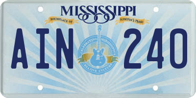 MS license plate AIN240