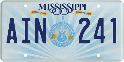 MS license plate AIN241