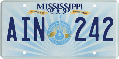 MS license plate AIN242