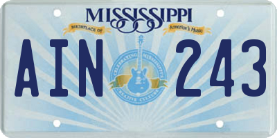 MS license plate AIN243
