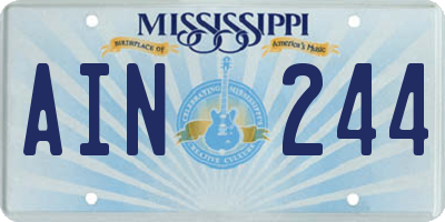 MS license plate AIN244
