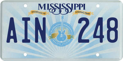 MS license plate AIN248