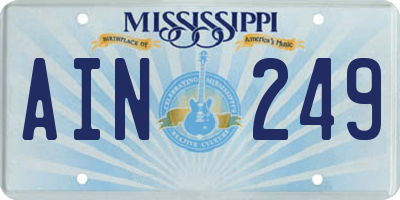 MS license plate AIN249