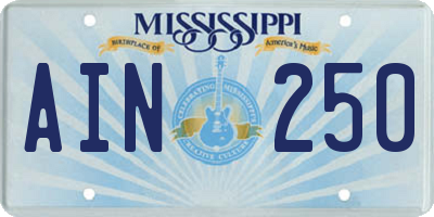 MS license plate AIN250
