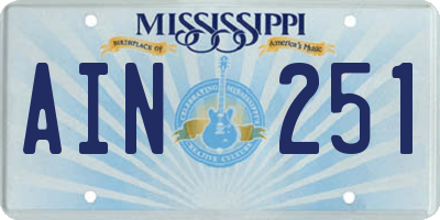 MS license plate AIN251