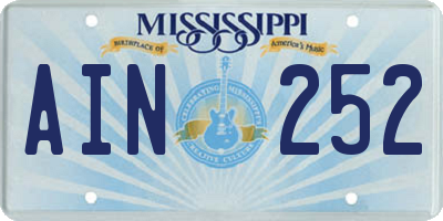 MS license plate AIN252