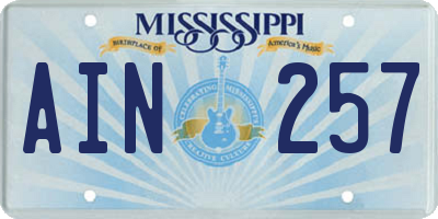 MS license plate AIN257