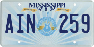 MS license plate AIN259
