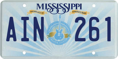 MS license plate AIN261