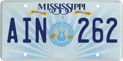 MS license plate AIN262