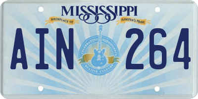 MS license plate AIN264