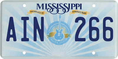 MS license plate AIN266