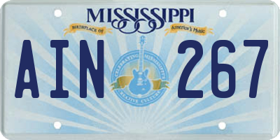 MS license plate AIN267