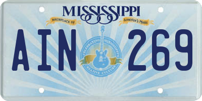 MS license plate AIN269