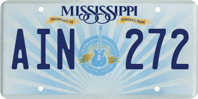 MS license plate AIN272