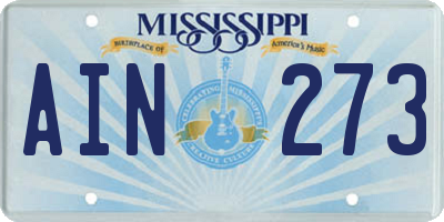 MS license plate AIN273