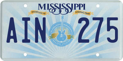 MS license plate AIN275