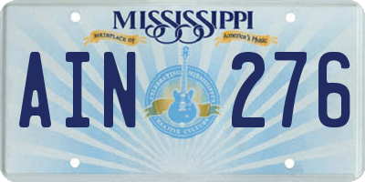 MS license plate AIN276
