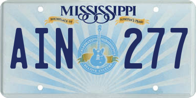MS license plate AIN277