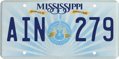 MS license plate AIN279