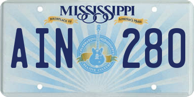 MS license plate AIN280
