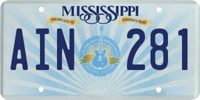 MS license plate AIN281
