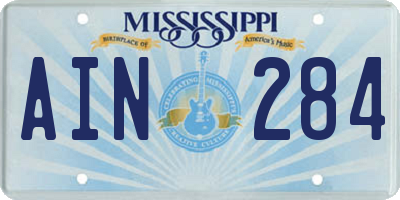MS license plate AIN284
