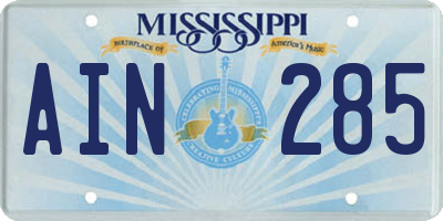 MS license plate AIN285