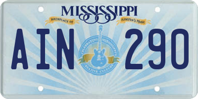 MS license plate AIN290