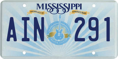 MS license plate AIN291