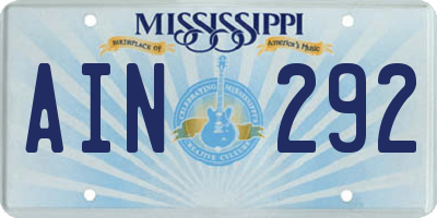 MS license plate AIN292