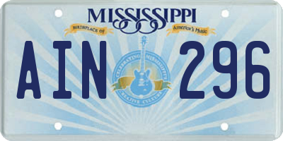 MS license plate AIN296