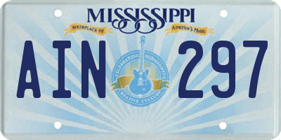 MS license plate AIN297