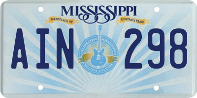 MS license plate AIN298