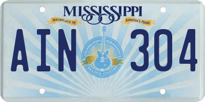 MS license plate AIN304